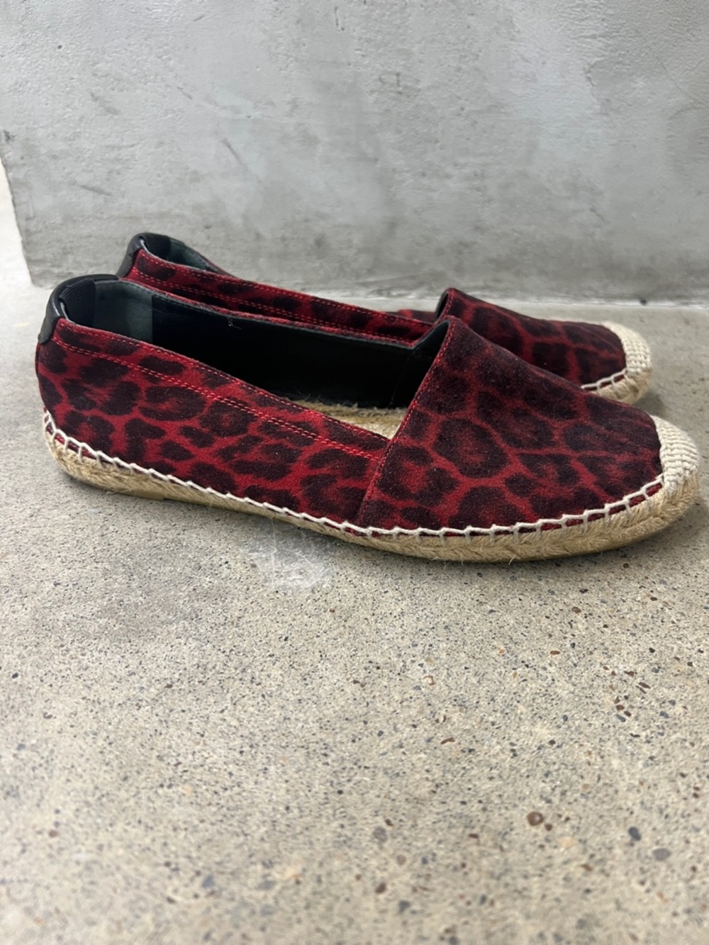 Red Leopard Print Espadrille Slip-Ons